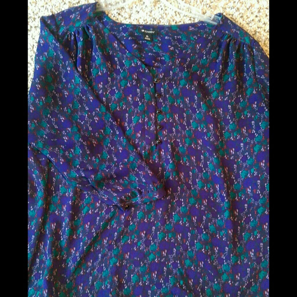 I Heart Ronson Purple Floral Top